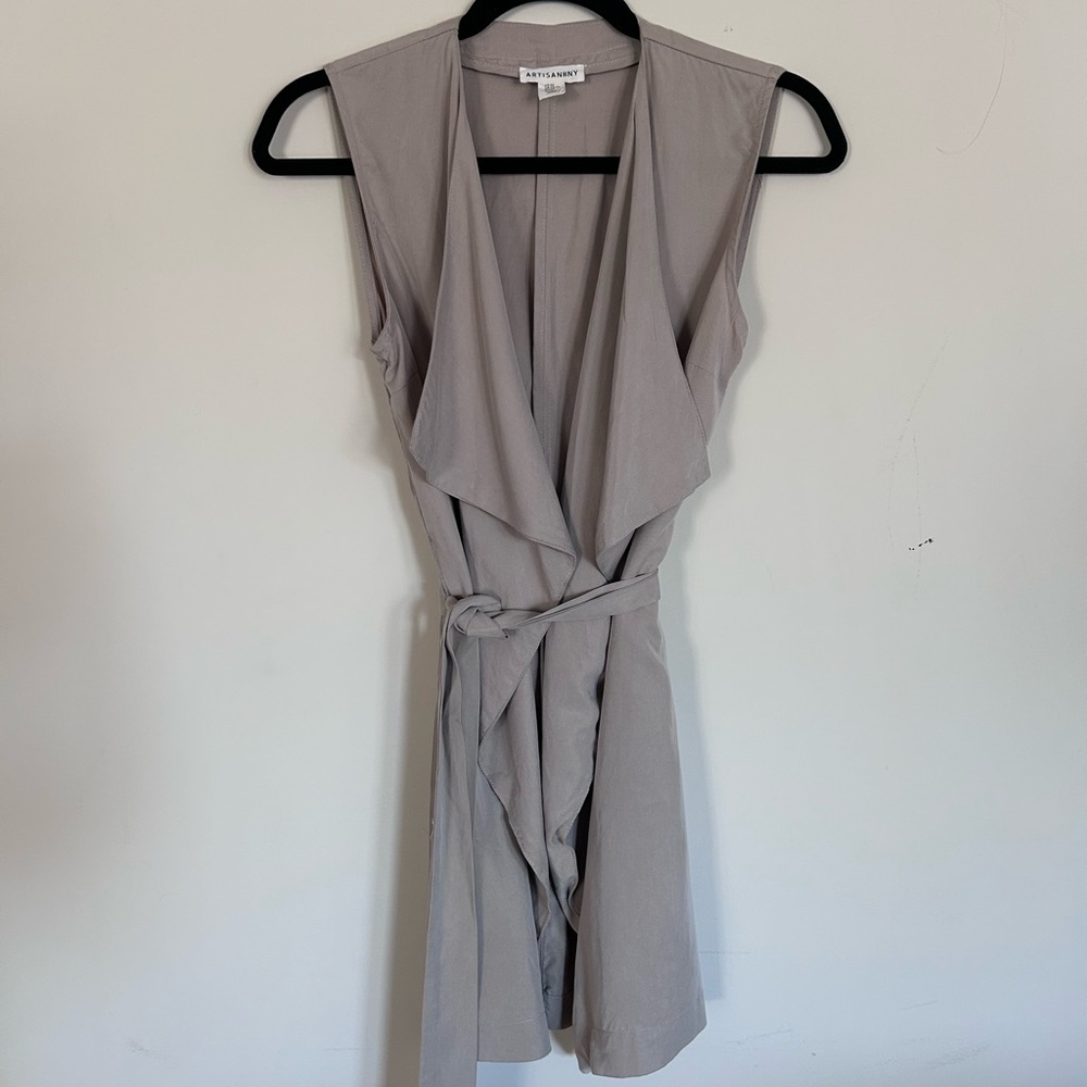 Artisan NY Sleeveless Drape Front with Tie Vest/Cardigan
